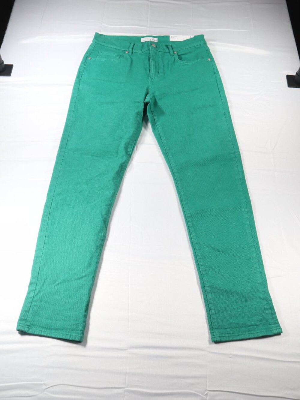 NWT Loft The Girlfriend Chino Pants Green Mid-Rise Regular Fit Size 27